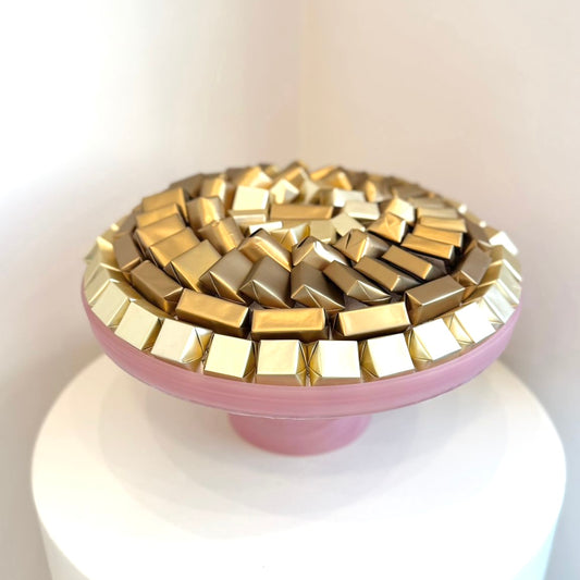 Pink stand tray wrapped